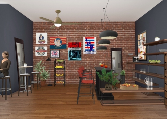 Industrial cafe 2 Design Rendering
