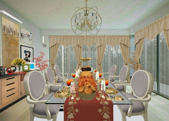 Thanksgiving dinner by Sara 🍴🍲🍞🍷 Design Rendering