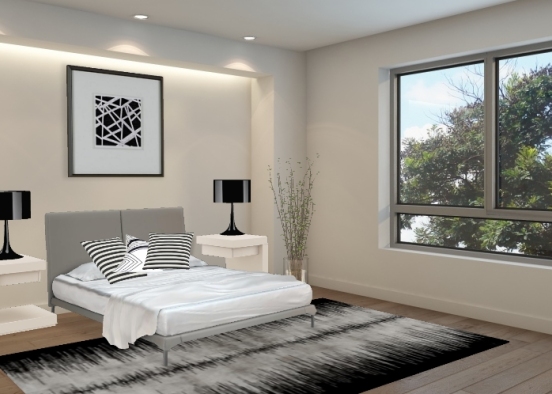 Black&white bedroom Design Rendering