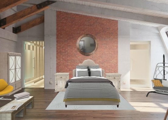 Modern Antique Bedroom Design Rendering