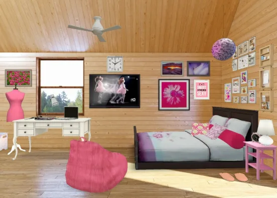 Dormitorio rosado Design Rendering