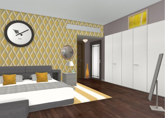 yellow bedroom  Design Rendering