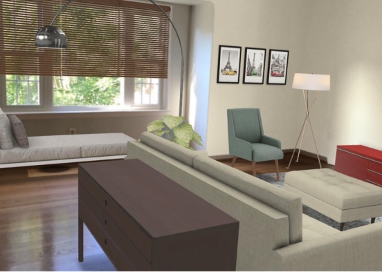 Living room with chaise  Design Rendering