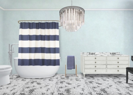 Blue and Gray Bathroom Design Rendering