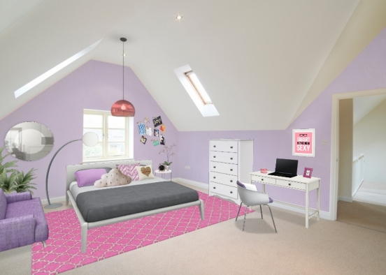 Pink girls room  Design Rendering