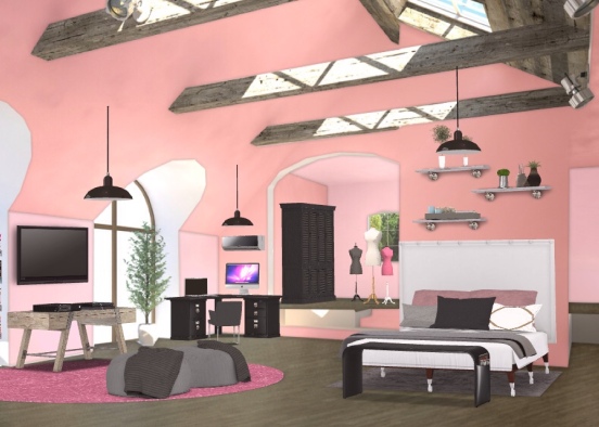 girly aesthetic cute bedroom Design Rendering