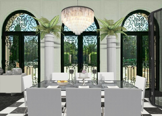 luxury mansion dinning hall Design Rendering