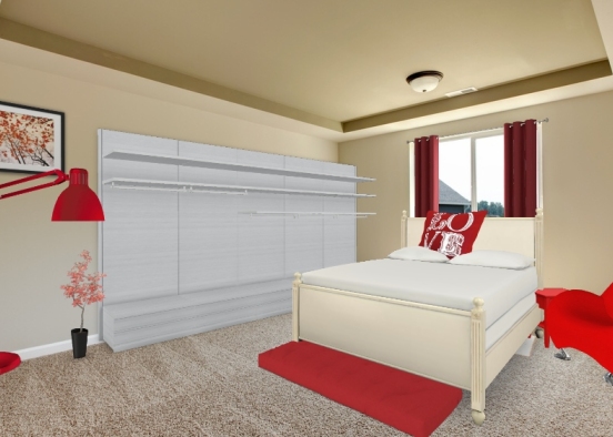 red bedroom Design Rendering