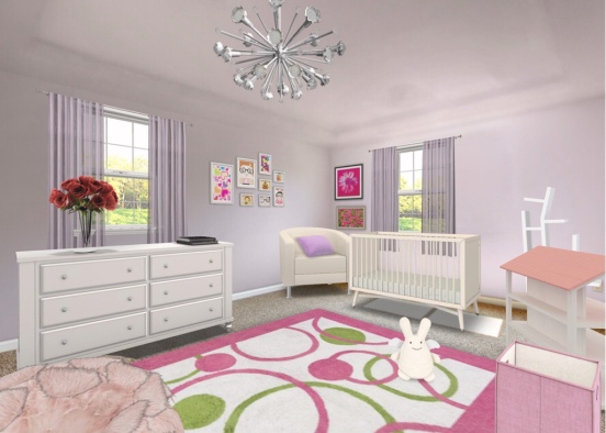 Elegant Girls Nursery Room Design Rendering