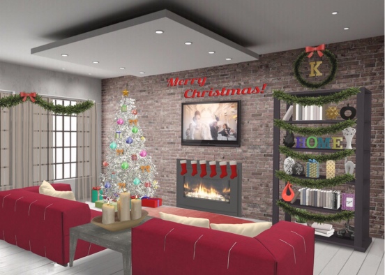 Christmas Living Room  Design Rendering