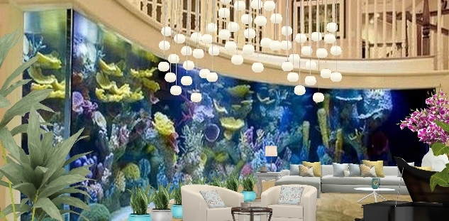 Aquarium living room Design Rendering