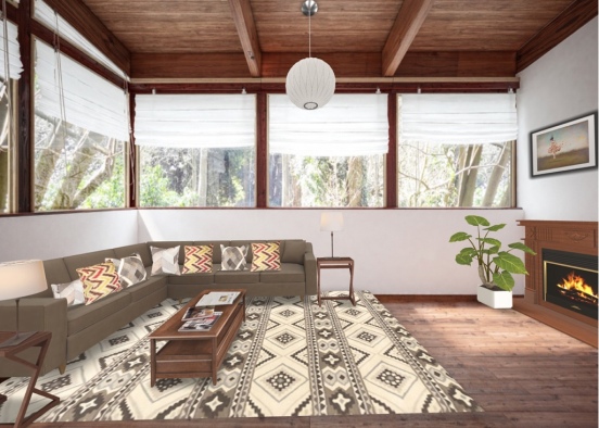 Cabin Livingroom Design Rendering