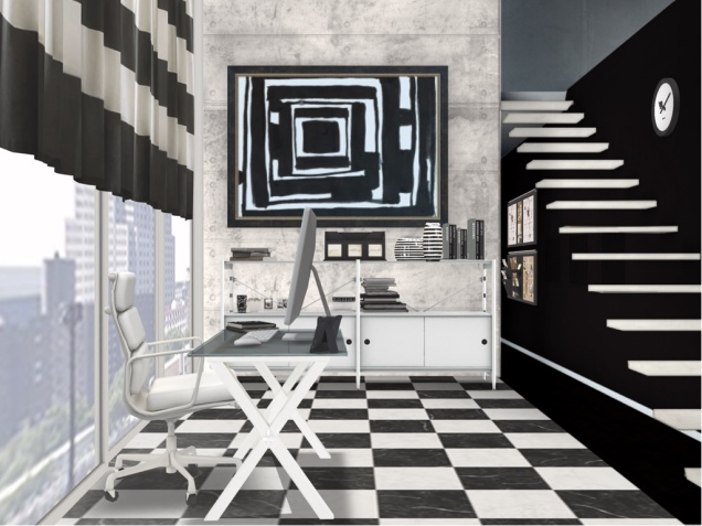 Black and white office