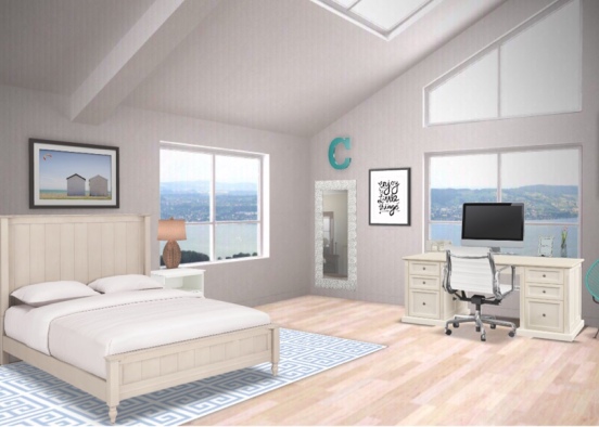 beachy loft bedroom Design Rendering