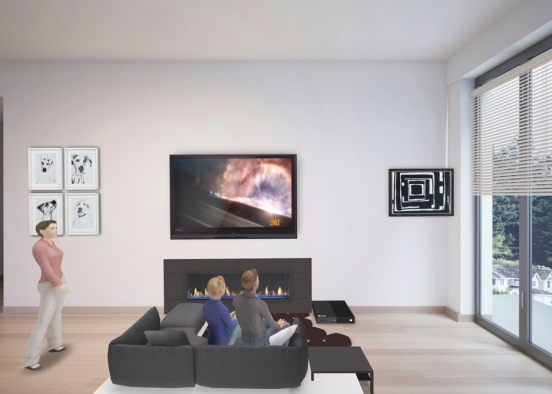 gorgeous black living room  Design Rendering