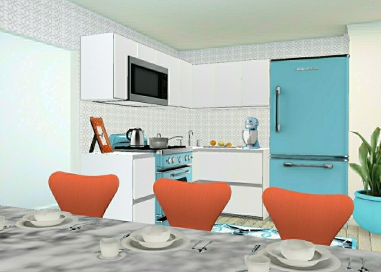 Bright and Beachy Kitchen  Design Rendering