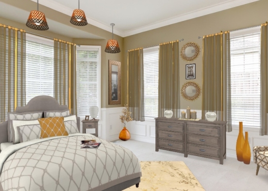 Orange Bedroom Design Rendering
