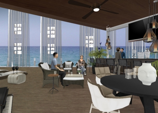 Outdoor retreat with ocean views and bar Design Rendering