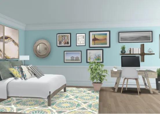 Teal bedroom delight Design Rendering
