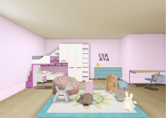 Girls kids room Design Rendering