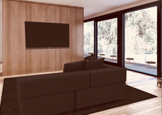 Black Living Room Design Rendering