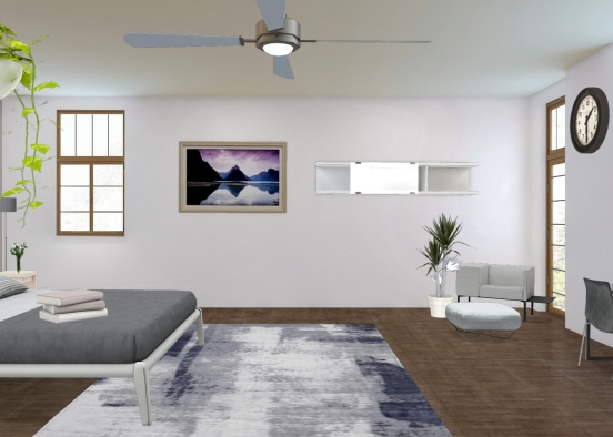 gray bedroom Design Rendering