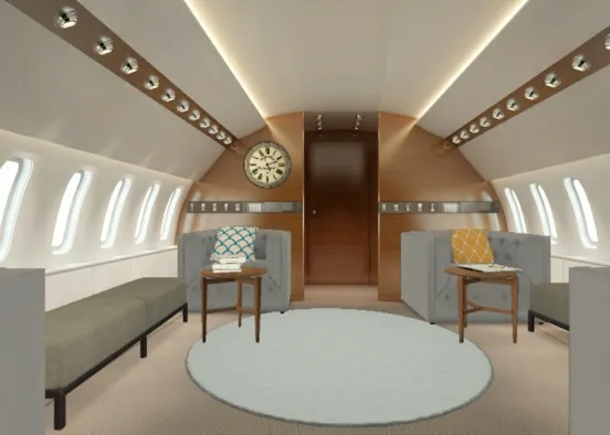 Private Jet Lounge Area  Design Rendering