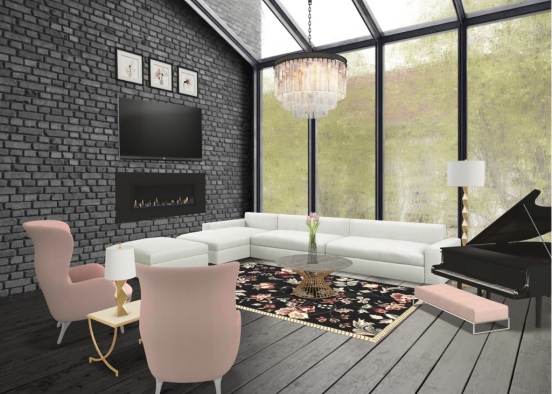 girly living room  Design Rendering