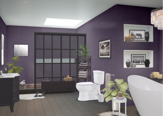 Purple bathroom! Design Rendering