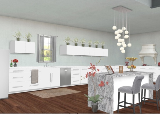 White kitchen Design Rendering