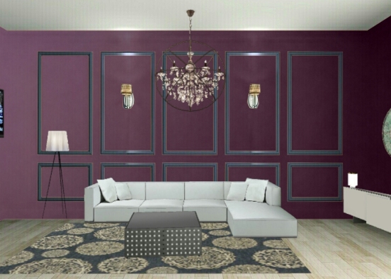 Blue black living room  Design Rendering