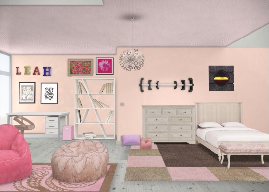 Leah’s Pretty In Pink Bedroom Design Rendering