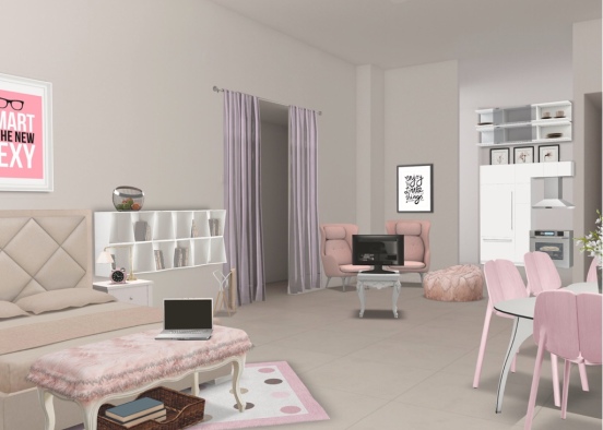 Pink studio flat Design Rendering