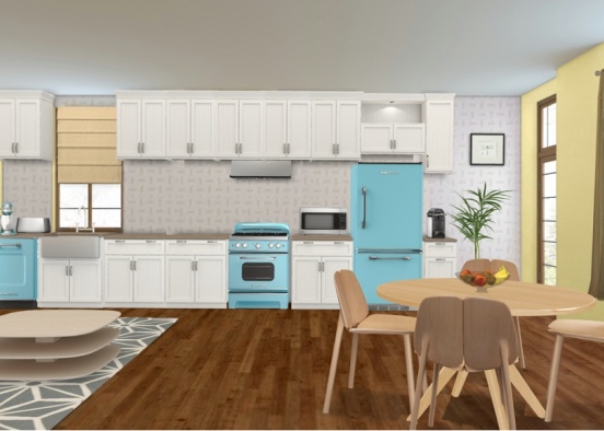 retro kitchen Design Rendering