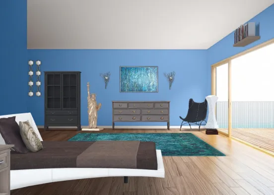 Blue master bedroom Design Rendering