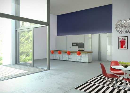 Modern kitchen/dining Design Rendering