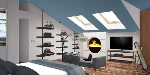 Bedroom with fireplace