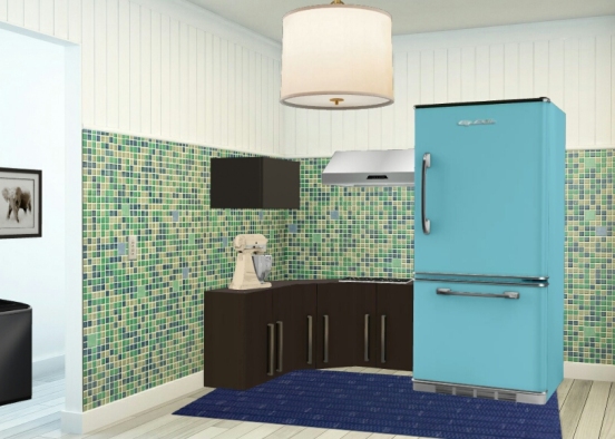 Small Apartment Kitchen Design Rendering