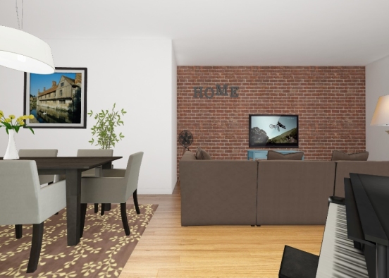 Simplistic modern living space Design Rendering