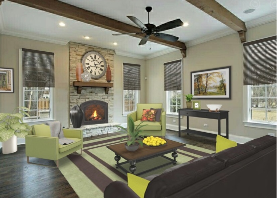 traditional living room Design Rendering