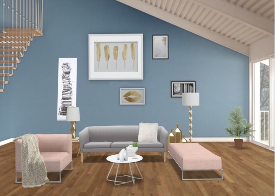 cute modern living room Design Rendering