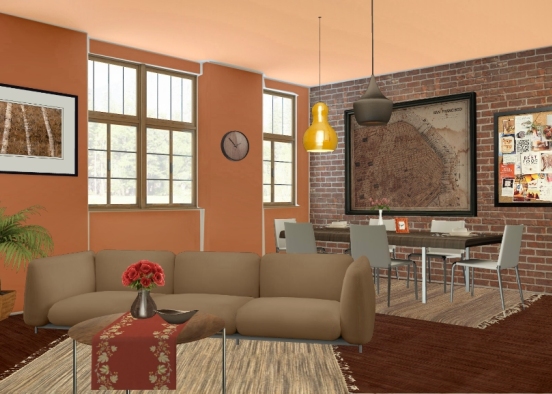 DINING ROOM WITH SMALL LIVING ROOM  Design Rendering