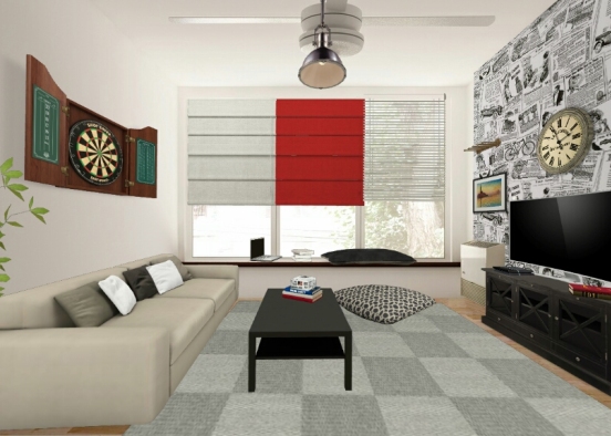 Living room for men Design Rendering