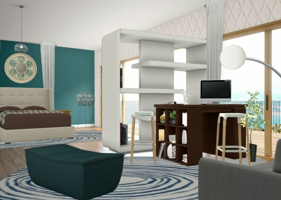 Blue_bedroom_desk Design Rendering