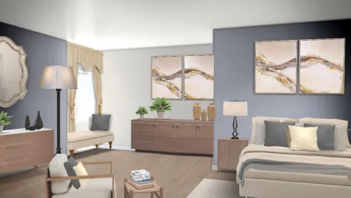 dune and blue lavender  bedroom 
