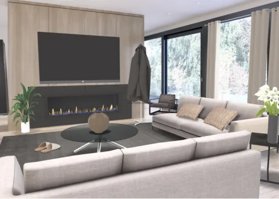 Modern Living Room Design Rendering