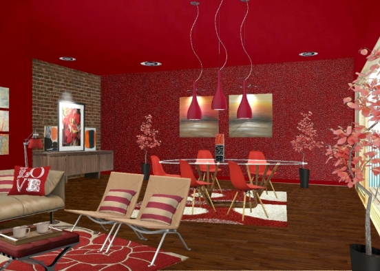 Red hot room Design Rendering