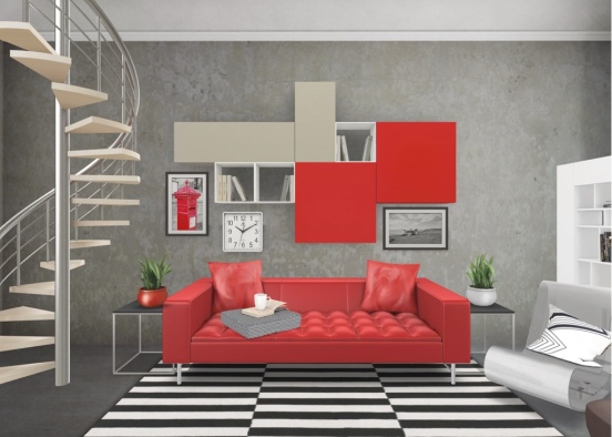 red and white  Design Rendering