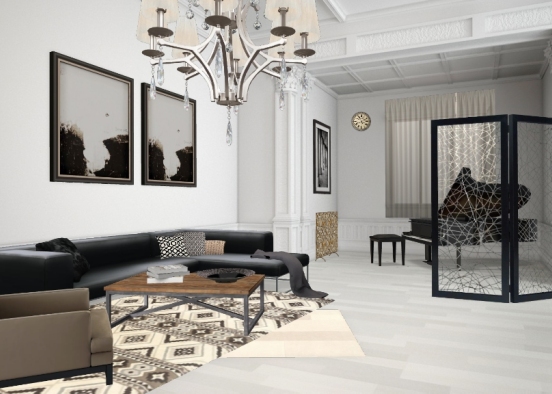 BW minimalist living room Design Rendering