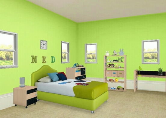 Green Kids room 2 Design Rendering